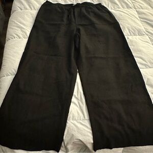 Black Wide-Leg Pants linen